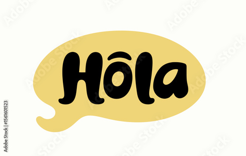 Hola Speech Bubble - Spanish Greeting Illustration