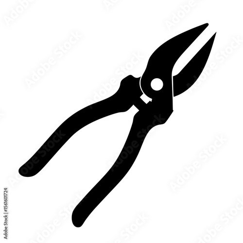 Black Pliers Icon with Handles, A simple black icon of pliers, representing tools, repair, or craftsmanship.
