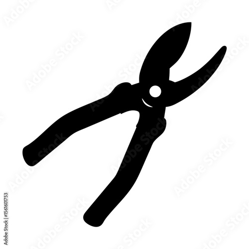 Black Pliers Icon with Handles, A simple black icon of pliers, representing tools, repair, or craftsmanship.

