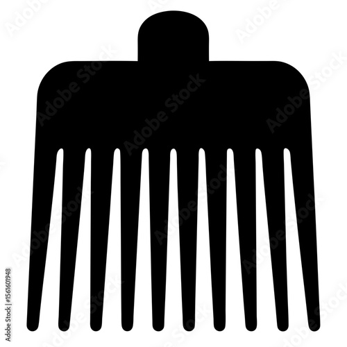 Black Icon of a Hair Comb, A black silhouette of a hair comb, ideal for personal care, grooming, or beauty-related themes.
