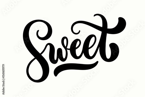 Handwritten Sweet Typography, Black Calligraphy Word Art