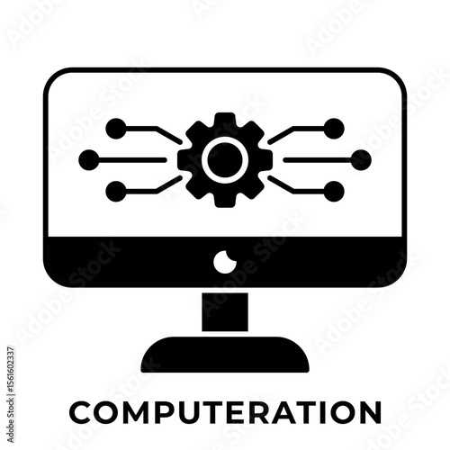 SINGLE ICON COMPUTERATION, BUSINESS AUTOMATION, ICON SOLID STYLE