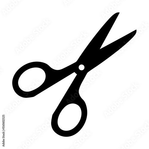 Black Icon of Scissors, A black silhouette of scissors, ideal for crafting, office supplies, or cutting-related themes.
