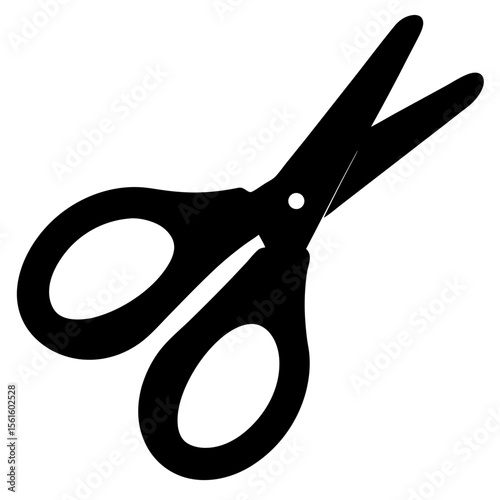 Black Icon of Scissors, A black silhouette of scissors, ideal for crafting, office supplies, or cutting-related themes.
