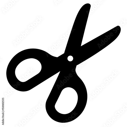 Black Icon of Scissors, A black silhouette of scissors, ideal for crafting, office supplies, or cutting-related themes.
