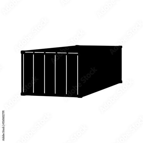 Black Icon of a Cargo Container, A black silhouette of a cargo container, ideal for logistics, shipping, or transportation-themed designs.
