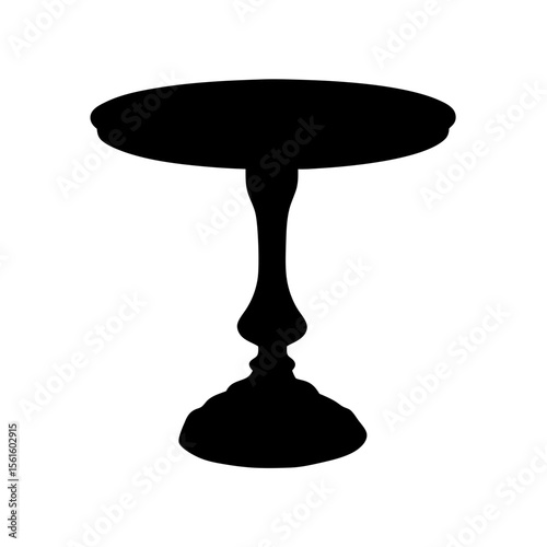 Elegant round table silhouette with classic pedestal base on a white background