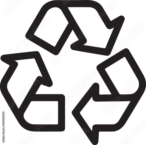 Crisp and bold recycling icon with three chasing arrows. A strong symbol for environmental campaigns, recycling guides, green apps, and circular economy resources.