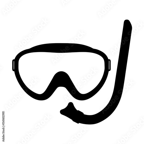 Black silhouette of snorkeling gear, including mask and breathing tube