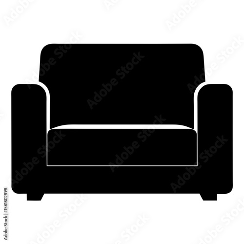 Simplified Black Armchair Illustration for Furniture Design and Interior Decor