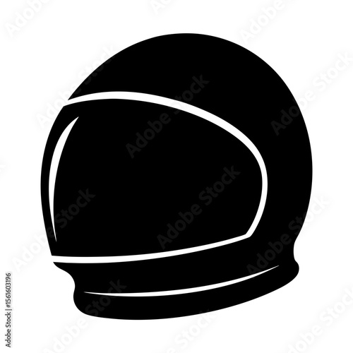 Black and white illustration of a spaceman helmet with a blank visor