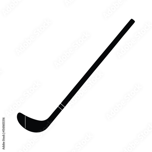 Black silhouette of a hockey stick isolated on white background representing sport and competition