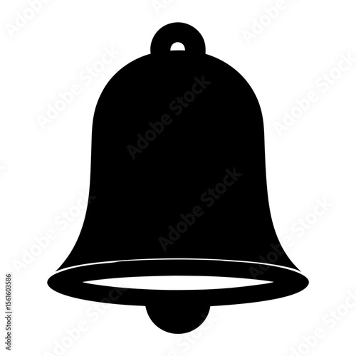 A simple black and white icon of a traditional bell shape