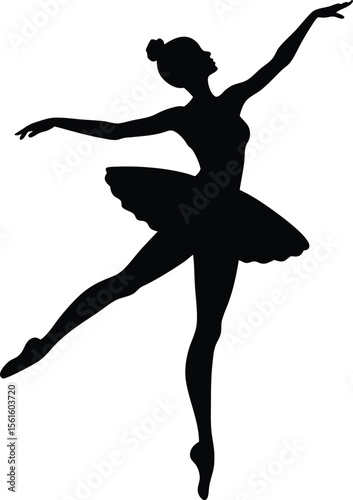 Ballet Dancer icon black silhouette vector illustration on transparent background  