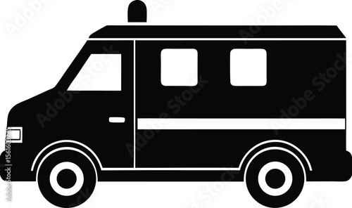 Ambulance icon black silhouette vector illustration on transparent background  