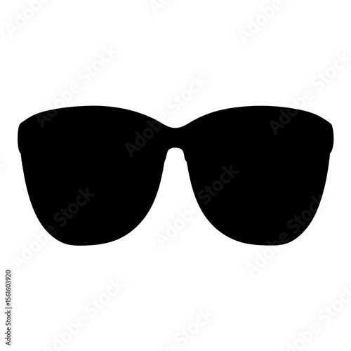 Black silhouette of stylish sunglasses against a white background, fashionable eyewear