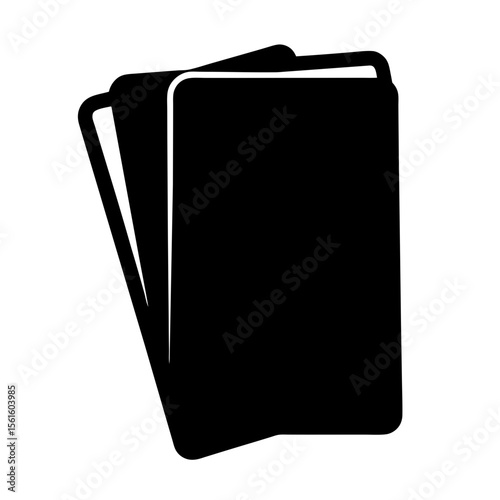 Solid black illustration of three playing cards stacked and slightly offset