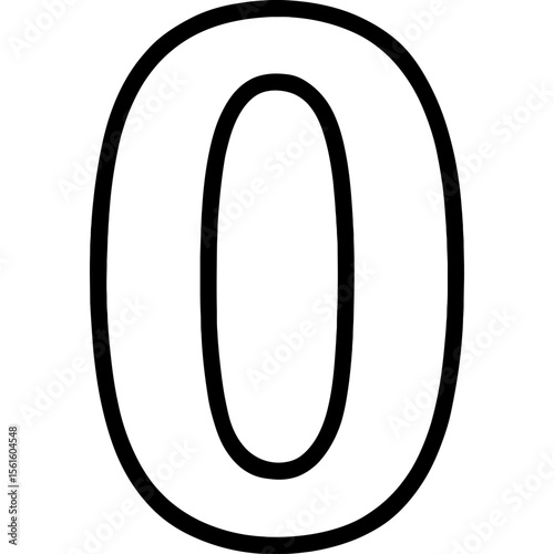 Number zero (0) outline icon vector