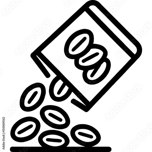 Oat flakes spilling from container outline icon vector