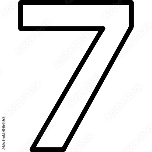 Number seven (7) outline icon vector