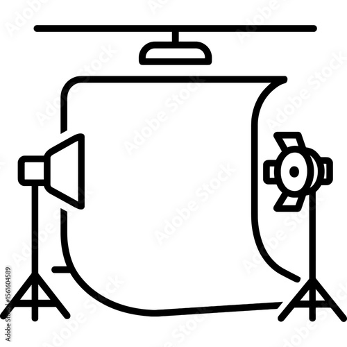 Photography studio cove background outline icon vector