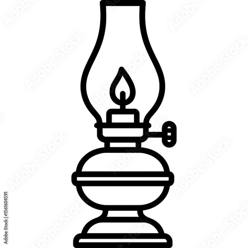 Vintage oil lamp outline icon vector