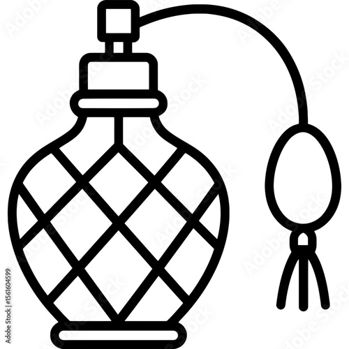 Vintage perfume bottle outline icon vector