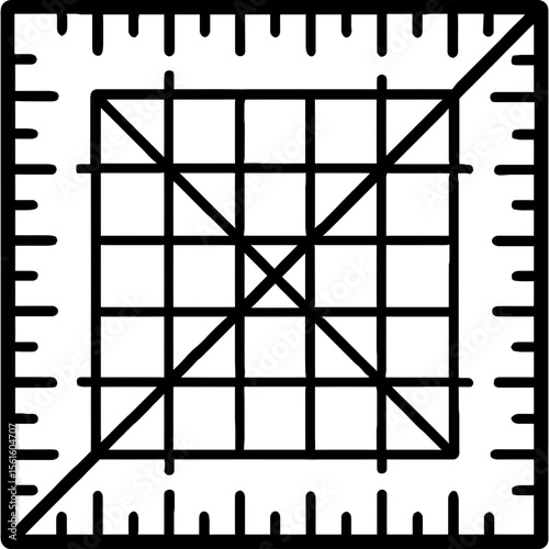 Quilting ruler outline icon vector