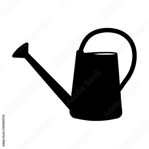 A minimalistic silhouette illustration of a watering can on a white background