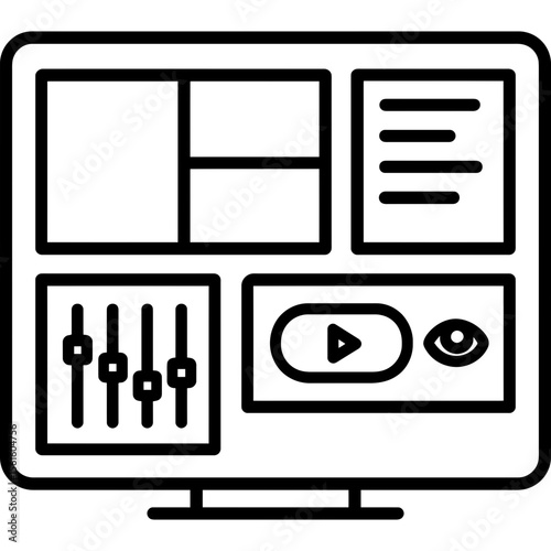 Streaming software interface outline icon vector