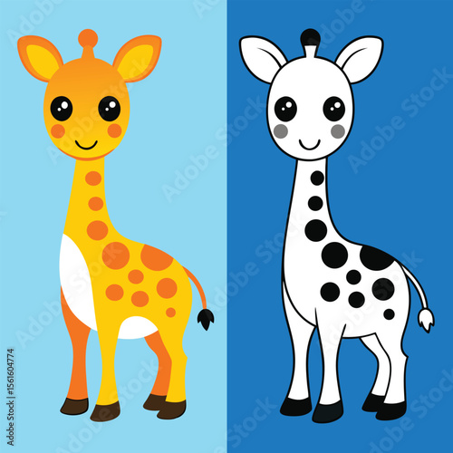 Charming baby giraffe illustration with multiple color variations