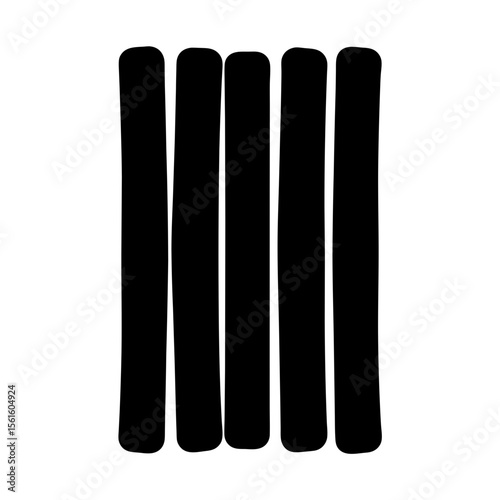 Abstract graphic representation of five thick bars in black on white background