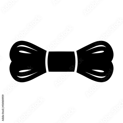 Stylized Black Silhouette of Bow Tie on Plain White Background