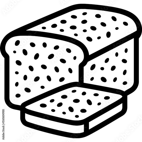 Rye bread outline icon vector