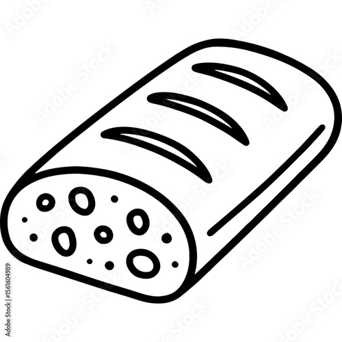 Ciabatta bread outline icon vector