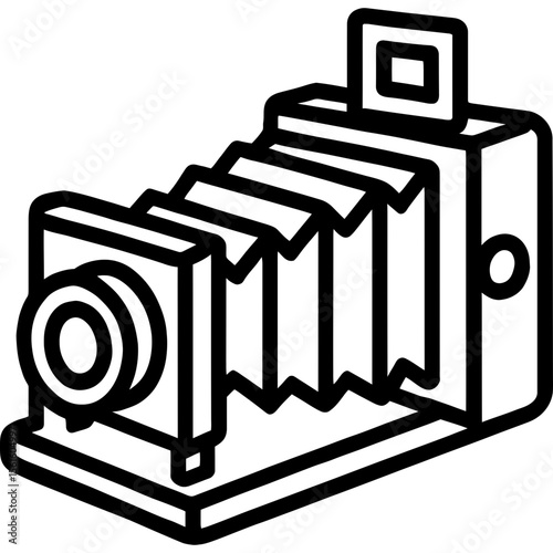 Vintage camera bellows outline icon vector