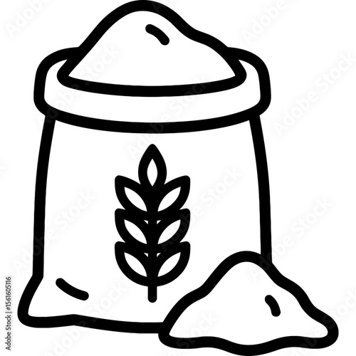 Flour bag outline icon vector