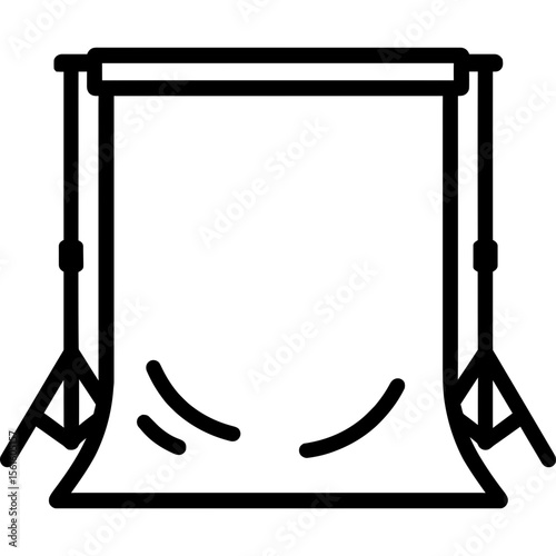 Chroma key green screen with stands outline icon vector