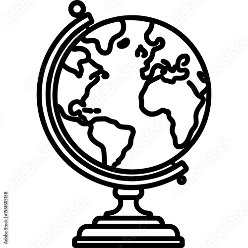 Antique globe outline icon vector