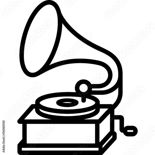 Antique gramophone outline icon vector