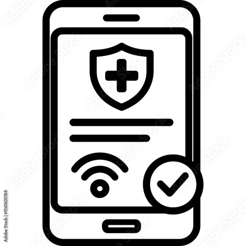 Digital health insurance card outline icon vector