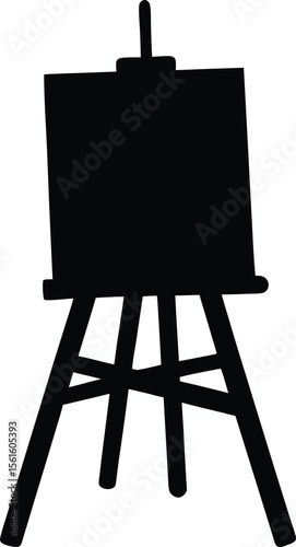 Easel With Canvas icon black silhouette vector illustration on transparent background  