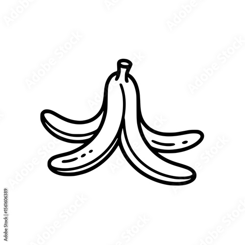 Outline illustration of a banana peel