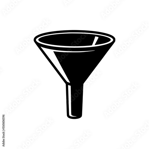 Black silhouette graphic of a plastic funnel tool