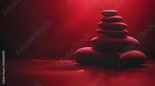 Red Stones Stacked Zen Balance Meditation Spa