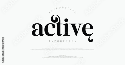 active, elegant typography minimalist logo fonts. Classic decorative wedding vintage retro logos. Minimal luxury font alphabet logo. Vector illustration