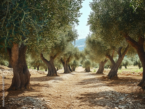 olive grove stretching into distance