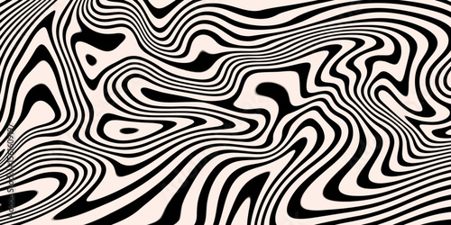 Abstract linear distorted pattern. Retro hippie colorful background with wavy psychedelic texture