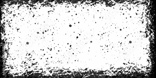 Vector grunge frame.Black and white distress background black ink brush painting blank frame border picture artistic grunge graphic element Banner 