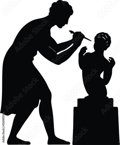 Person Sculpting Statue icon black silhouette vector illustration on transparent background  
